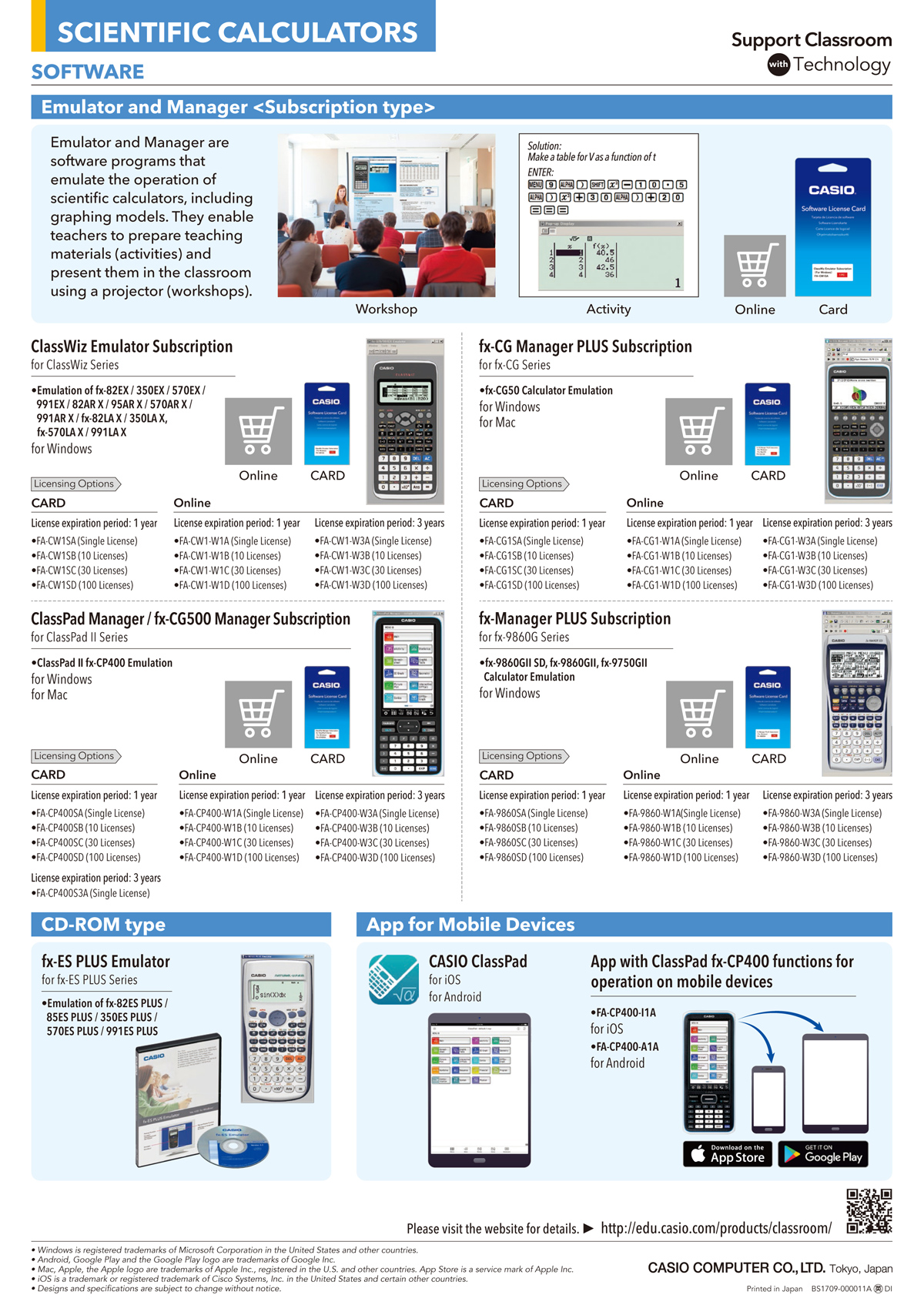 Calculators, Graphing, Scientific, 3D Graph, mathematic, explore, Catalog Function, Examination Mode, color display, Geometry, picture plot, physium, add-in software, emulation, eActivity, CAS Graphics, Programmable, ClassPadII, SUPER-FX plus, CLASSWIX, Book Display, 10digits, 12digits, Emulator, card, fx-Manager, Application, CASIO ClassPad, Appstore, GooglePlay, fx-CG, fx-CG50, fx-CP400, fx-9860GIISD, fx-5800P, fx-50FII, fx-0FHII, fx-82EX, fx-350EX, fx-991EX, fx-570EX, fx-82ES plus, fx-9860GII, fx-9750GII, fx-7400GII, fx-3650PII, fx-4500PA, fx-85ES plus, fx-350ES plus, fx-95ES plus, fx-991ES plus, fx-570es plus, fx-82MS, fx-85MS, fx-350MS, fx-95MS, fx-100MS, fx-991MS, fx-570MS